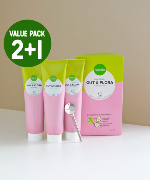 Nutrolin® GUT & FLORA 600 g – value pack with 3 tubes for the price of 2!