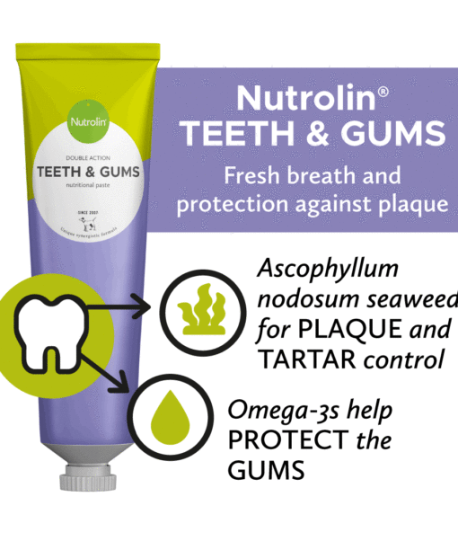 Nutrolin® TEETH & GUMS combines two ingredients that uniquely support oral health: fish oil and seaweed.