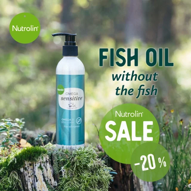 Ears up and whiskers forward! Nutrolin® OMEGA SENSITIVE® is here – our newest product: a fish oil without the fish. 🤝Say what now?You read that right.Nutrolin® OMEGA SENSITIVE® is made from microalgae oil. It delivers the same amount of omega-3 EPA and DHA as high-quality fish oil – and about 4 times more than salmon oil. 😳Nutrolin® OMEGA SENSITIVE® provides the right omegas for your pet's daily wellbeing. These important fatty acids support your pet's joints, heart, and brain. 🧠It’s a safe choice for cats and dogs with fish allergies – and a greener choice for everyone.Try the power of microalgae oil. Order Nutrolin® OMEGA SENSITIVE from our online store and get 20% off from June 4 to June 11. 🛍️#nutrolin #nutrolinlife #NutrolinOmegaSensitive
#algaeoil #mikroleväöljy #mikroalgolja
