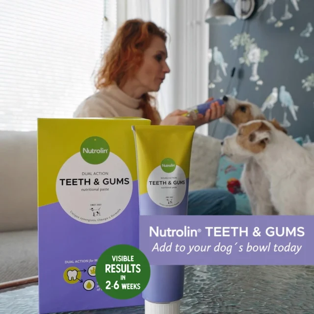 Do you remember to feed your dog every day?Of course you do!Nutrolin® TEETH & GUMS is an edible dental paste.The formula contains:✅ Omega‑3 fatty acids from pharmaceutical‑grade fish oil to support gum health
✅ Seaweed to help reduce and prevent plaque and tartar buildupDo you remember to add Nutrolin® TEETH & GUMS to your dog’s food every day?Of course you do!Nutrolin® supports daily dental care and helps keep your dog’s breath fresh and odor‑free.Dental Weeks May 18—June 7 – Healthy mouth. Fresh breath. During these weeks, we'll share information and tips to support your pet's dental health.#NutrolinLife #NutrolinTeethGums
