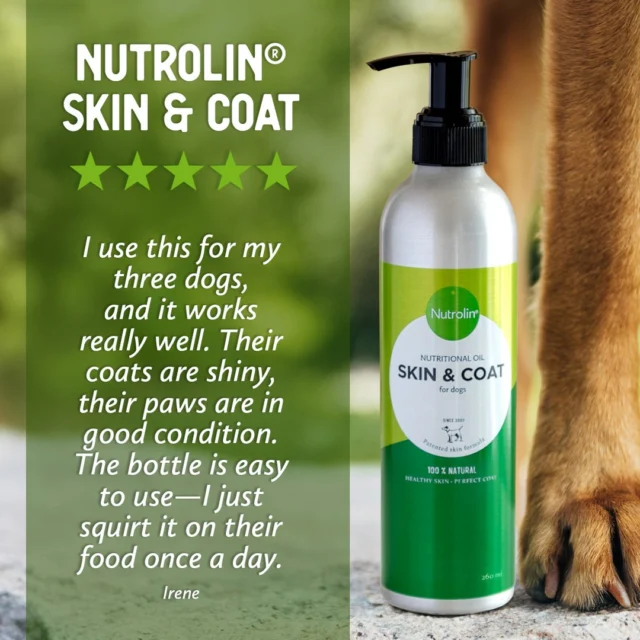 Feeling itchy? Cracked paw pads? Worried about shedding? 🤔We're here to help. 🤗19 years ago, we developed a product that has helped tens of thousands of dogs around the world. The patented formula of Nutrolin® SKIN & COAT oil supports and strengthens your dog’s skin, coat, and paw pads.All Nutrolin® products are manufactured at our own facility in Somero, Finland. 🇫🇮
