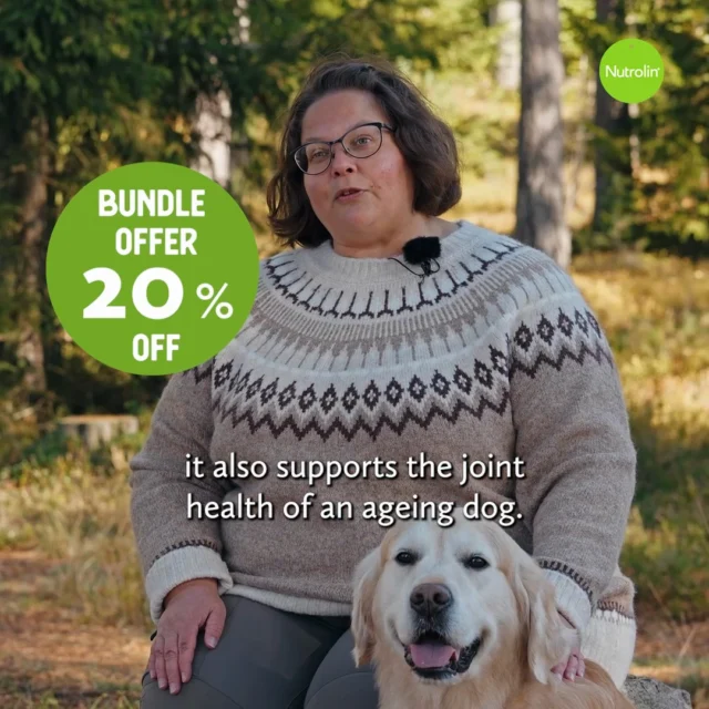 Anne-Mari has three wonderful Golden Retrievers who know Nutrolin® products well. 🥳Eight-year-old Tarmo, whose name means "energy" and "vigour" in Finnish, enjoys a busy life, from retriever sports to dog shows. To support his active lifestyle, Anne-Mari has chosen Nutrolin® SKIN & COAT and OMEGA SENSITIVE® oils.Nutrolin® SKIN & COAT helps strengthen the skin from within and even works as a natural paw balm. Many customers say it helps bring out the best of the breed's coat quality, which is certainly good news for the show crowd!Nutrolin® OMEGA SENSITIVE® supports Tarmo's everyday wellbeing. Its marine omega-3 fatty acids, EPA and DHA, help protect the joints, heart, and brain.Together, these two products help Tarmo stay true to his name. 😘📣 BUNDLE OFFER – Order Nutrolin® OMEGA SENSITIVE® and Nutrolin® SKIN & COAT together and save 20%. Offer valid in our online store from 14–21 September 2026 and applies to bottles of the same size.